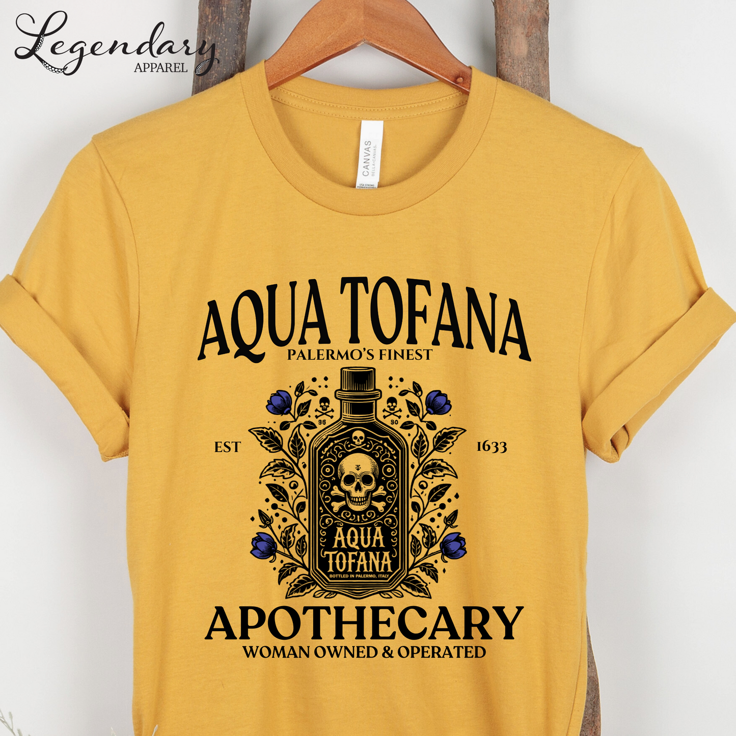 Aqua Tofana T-Shirt with Purple Flowers Unisex Sizing