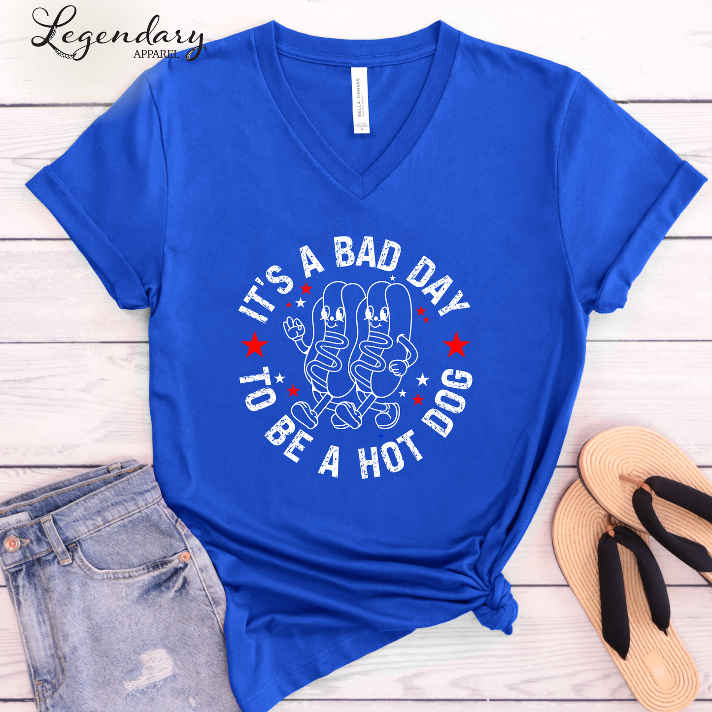 It's A Bad Day To Be A Hot Dog V-Neck Tee Shirt
