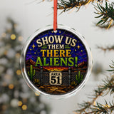 Show us the aliens Glass Ornament - Stained-Glass Style Aliens Holiday Decoration - Made with REAL GLASS