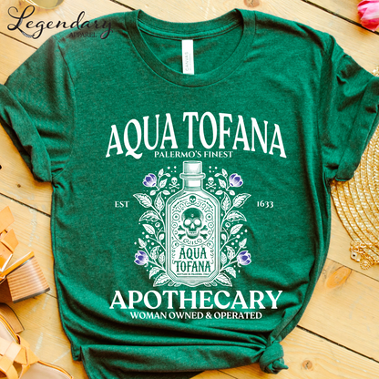 Aqua Tofana T-Shirt with Purple Flowers Unisex Sizing