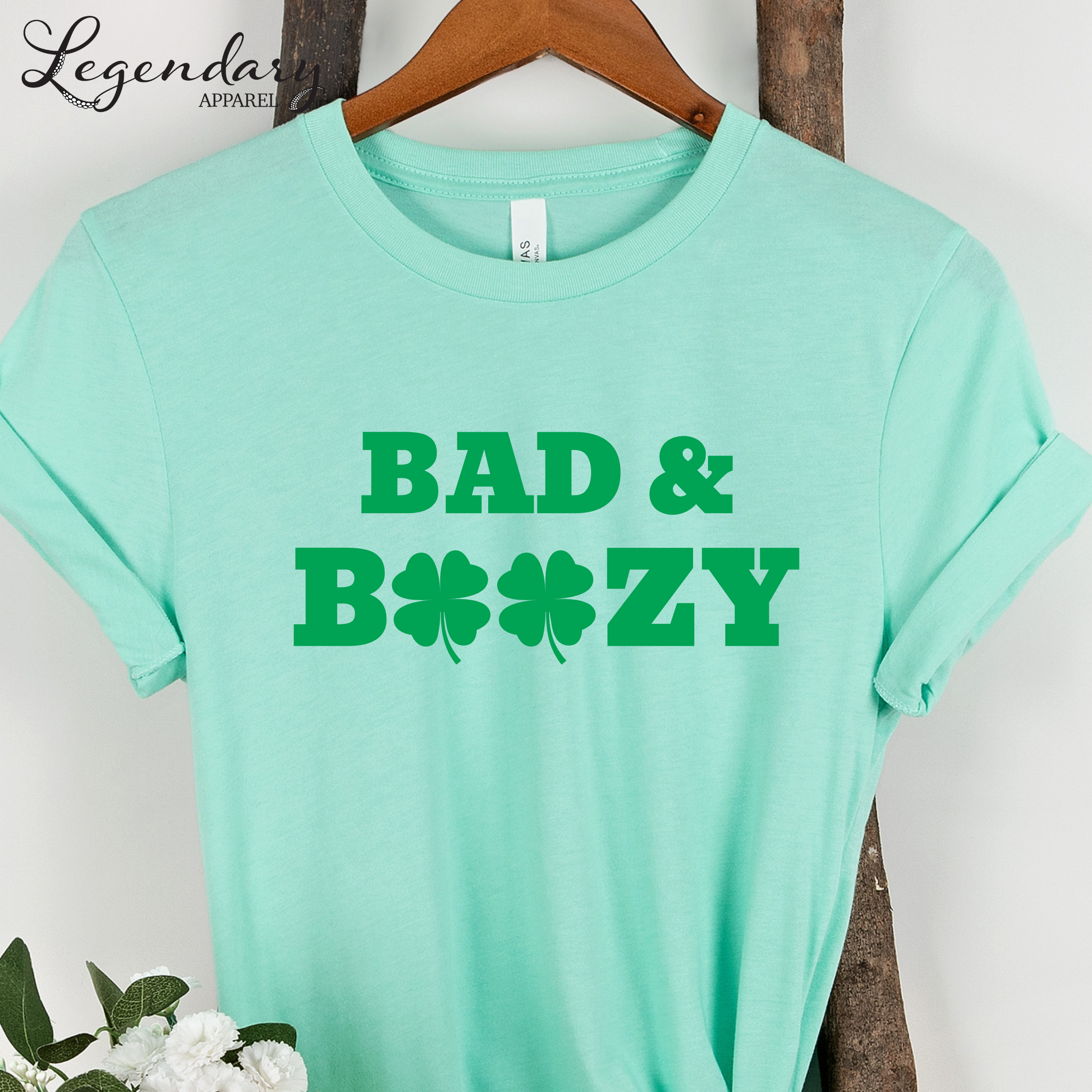 Bad and Boozy St Patricks Day Shirt Shamrock St Paddys Outfit Bar Crawl Sweatshirt Drinking Tee Shirt