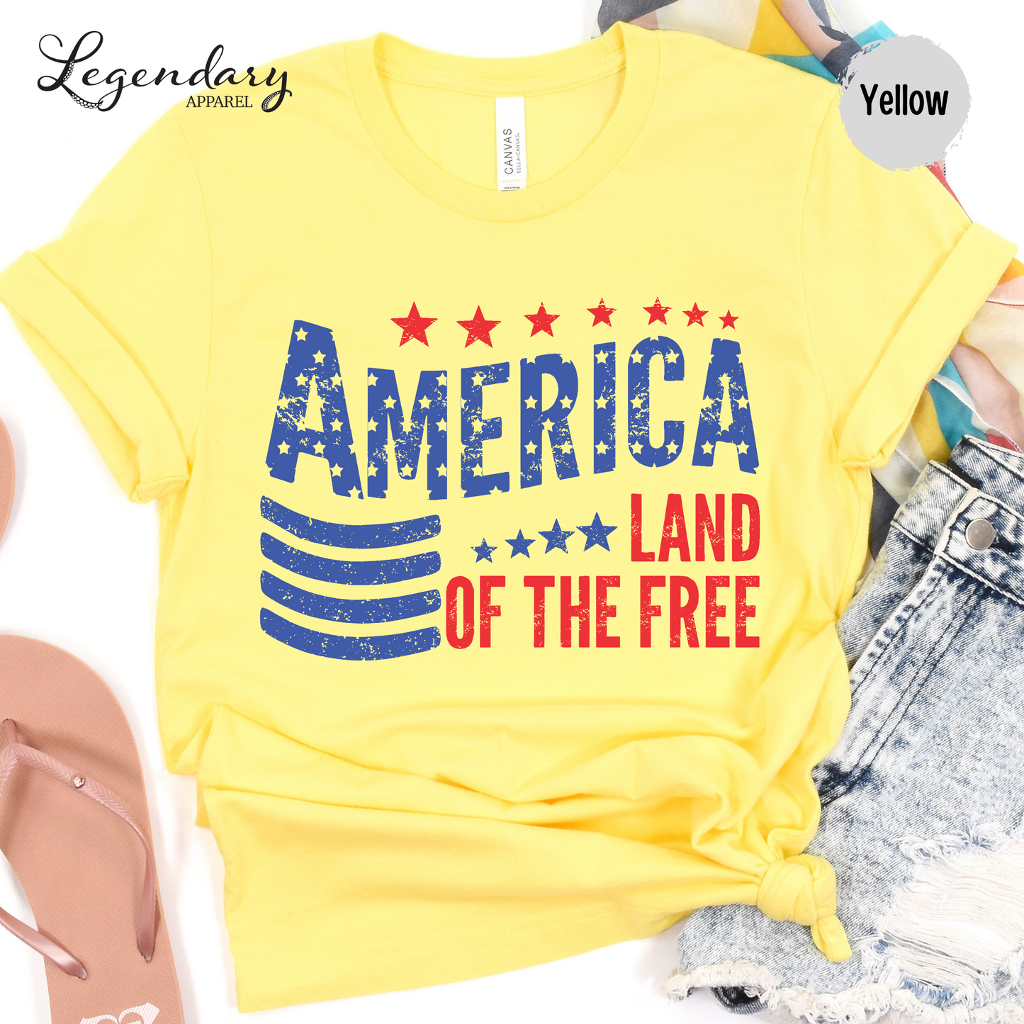 4th of July Shirt America Land Of The Free Patriotic Tee Independence Day