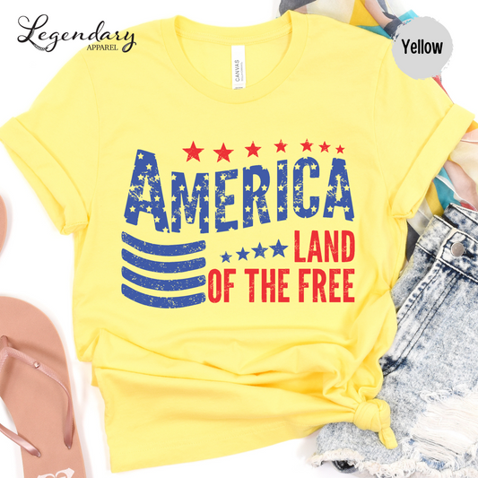 4th of July Shirt America Land Of The Free Patriotic Tee Independence Day Youth & Toddler Kids Shirts