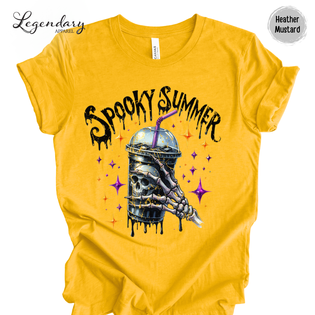 Spooky Summer Shirt Summerween Vibes Skeleton Coffee Lover Shirt