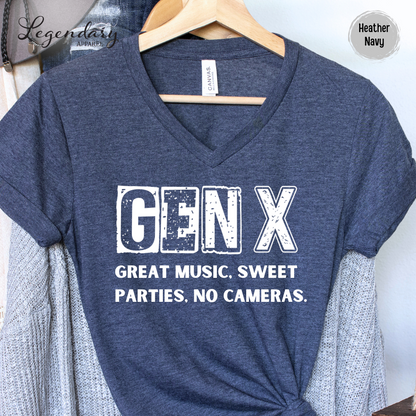 Gen X Shirt Nostalgic 80's Great Music Sweet Parties No Cameras Tee Shirt