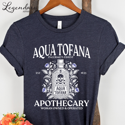 Aqua Tofana T-Shirt with Purple Flowers Unisex Sizing