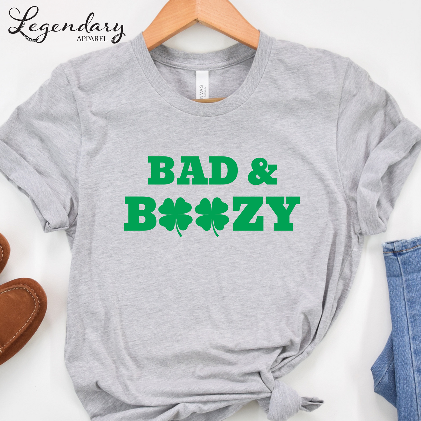 Bad and Boozy St Patricks Day Shirt Shamrock St Paddys Outfit Bar Crawl Sweatshirt Drinking Tee Shirt