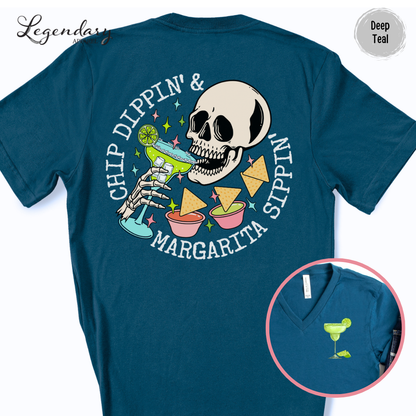 Chip Dippin' Margarita Sipping V-Neck Shirt