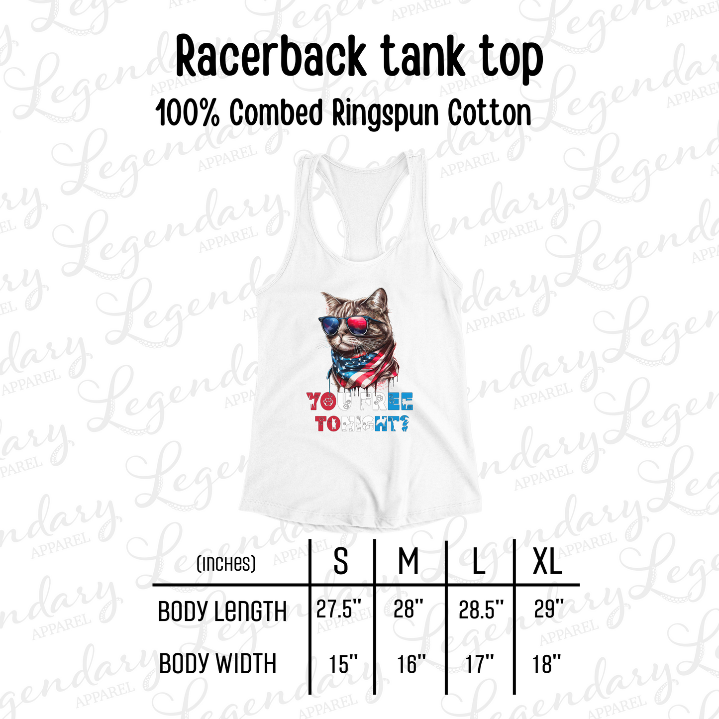 You Free Tonight Patriotic Cat Racerback Tank Top