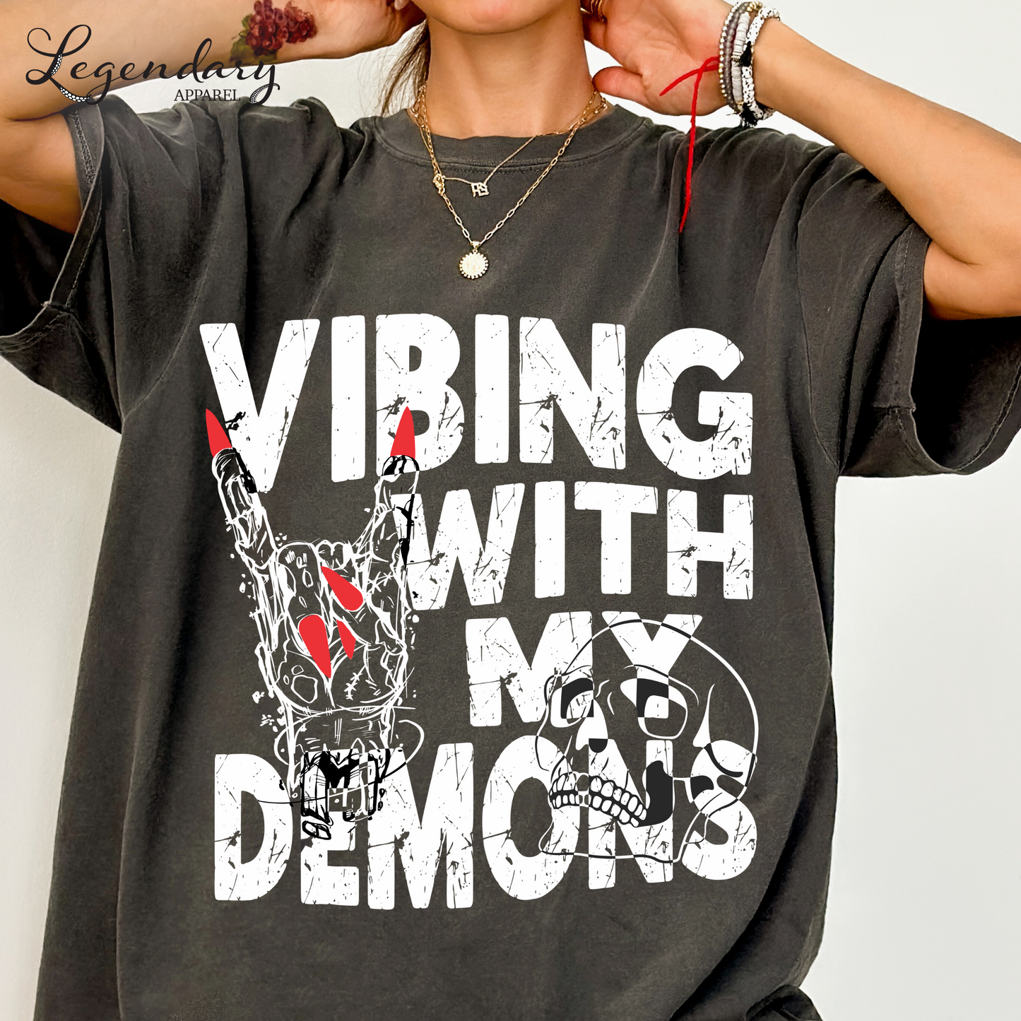 Vibing With My Demons Comfort Colors Tee Shirt