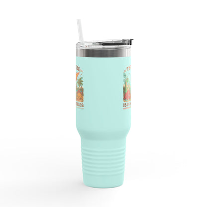 40oz Insulated Travel Mug — "The Vibe Is in Shambles" Tropical Beach Design