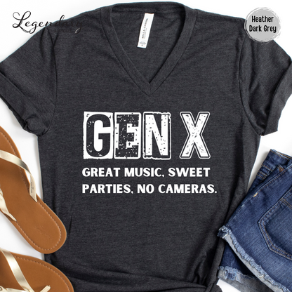 Gen X Shirt Nostalgic 80's Great Music Sweet Parties No Cameras Tee Shirt