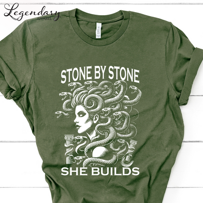 Medusa Shirt Stone By Stone She Builds Subtle Anti Patriarchy TShirt Feminist Resistance Sweatshirt Medusa Snakes Shirts
