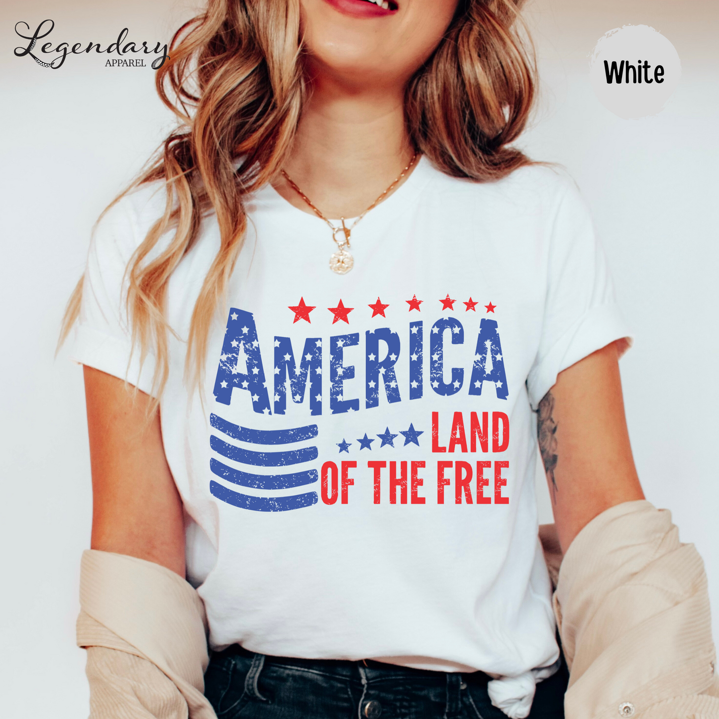 4th of July Shirt America Land Of The Free Patriotic Tee Independence Day