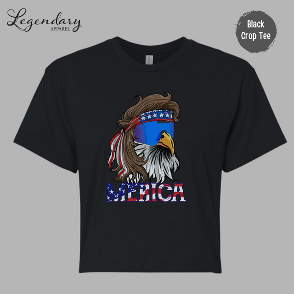 Merica Bald Eagle Crop Top Tee Shirt