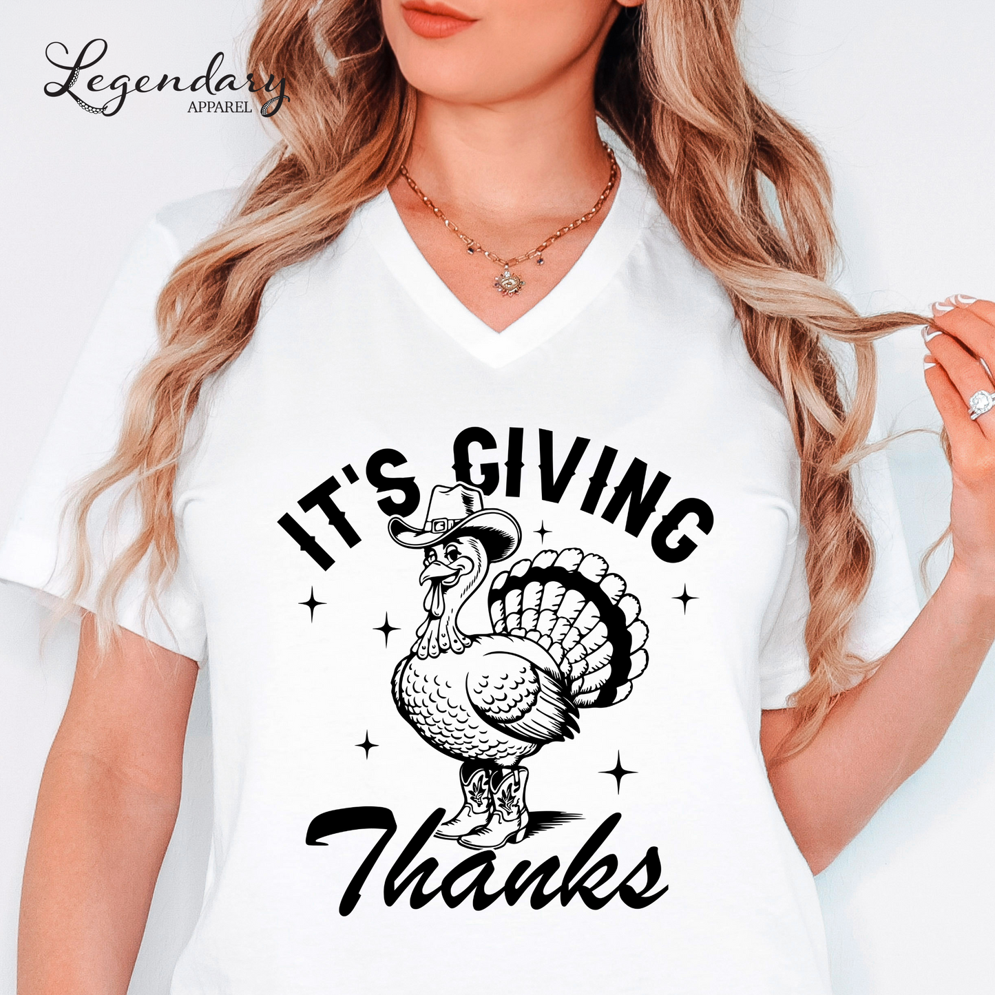 It's Giving Thanks V-Neck Tee Shirt