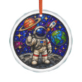 Astronaut Stained-Glass Glass Ornament - Space Explorer Holiday Decoration - Made with REAL GLASS