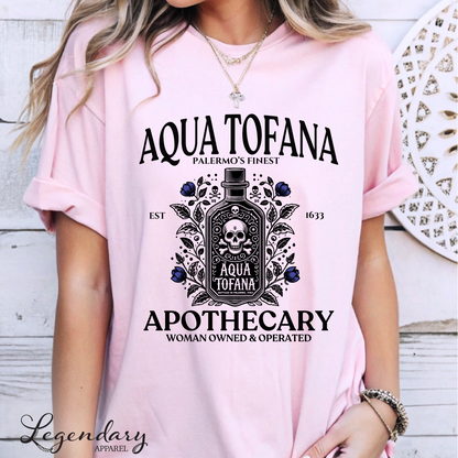 Aqua Tofana T-Shirt with Purple Flowers Unisex Sizing