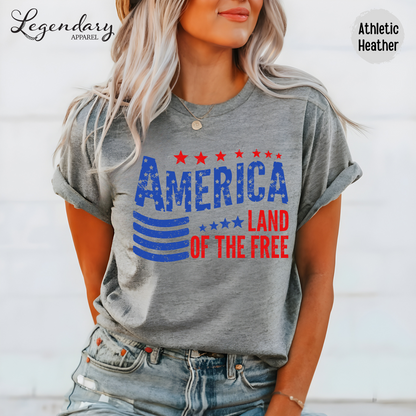 4th of July Shirt America Land Of The Free Patriotic Tee Independence Day Youth & Toddler Kids Shirts