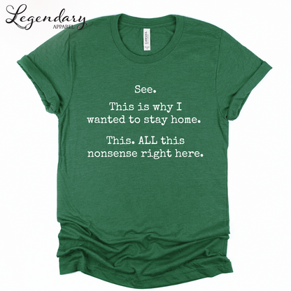 See This Is Why I Wanted To Stay Home This All This Nonsense Right Here T-Shirt