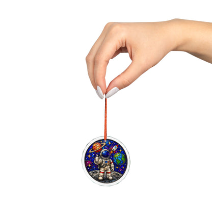Astronaut Stained-Glass Glass Ornament - Space Explorer Holiday Decoration - Made with REAL GLASS
