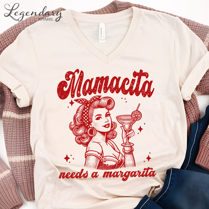Mamacita Needs A Margarita VNeck T-Shirt