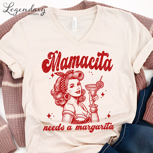Mamacita Needs A Margarita VNeck T-Shirt