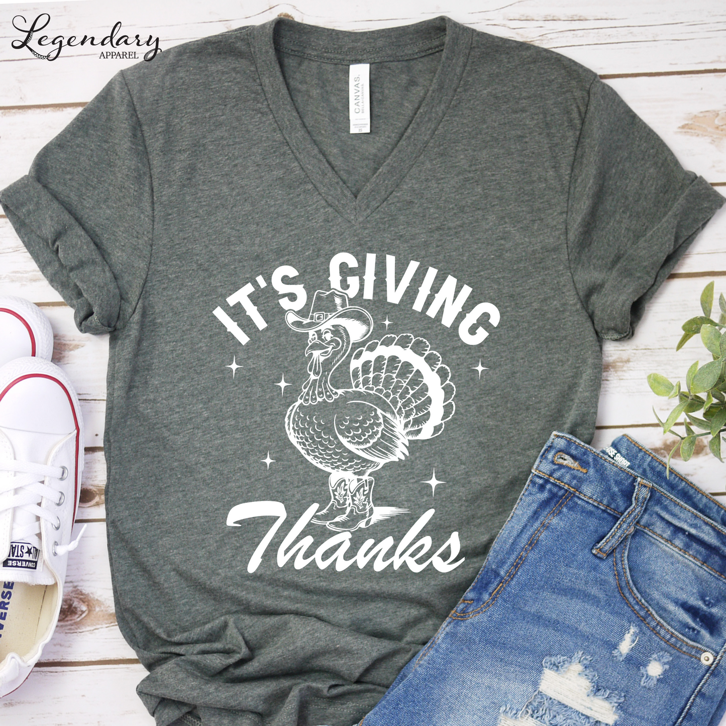 It's Giving Thanks V-Neck Tee Shirt