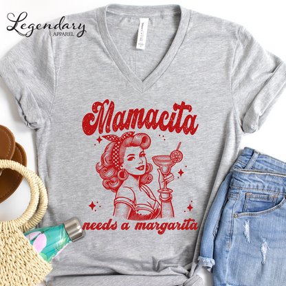Mamacita Needs A Margarita VNeck T-Shirt