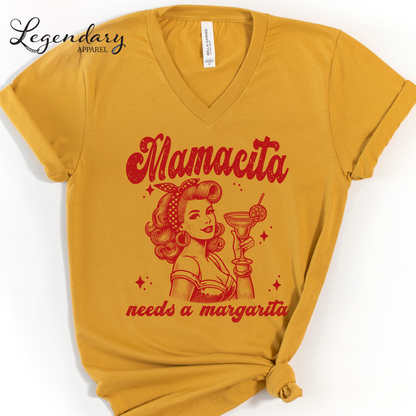 Mamacita Needs A Margarita VNeck T-Shirt