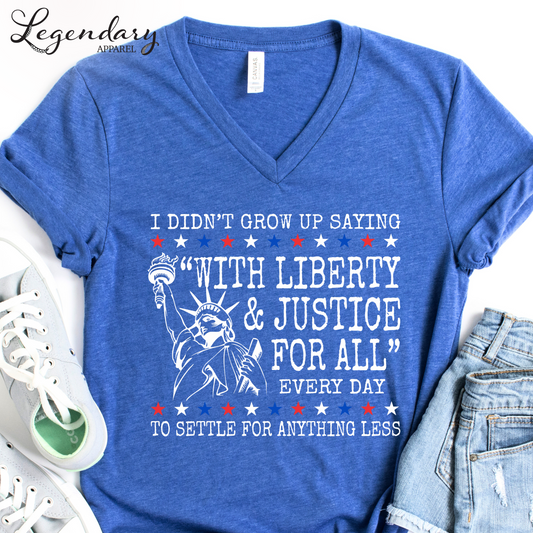 Liberty and Justice For All Human Rights Comfort Colors V-Neck Tee Shirt