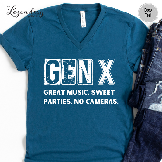 Gen X Shirt Nostalgic 80's Great Music Sweet Parties No Cameras Tee Shirt