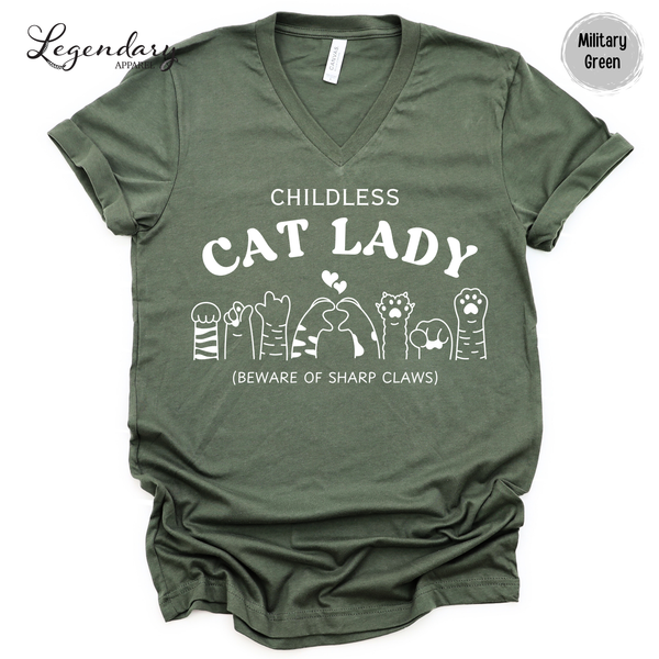 Childless Cat Lady VNeck T-Shirt