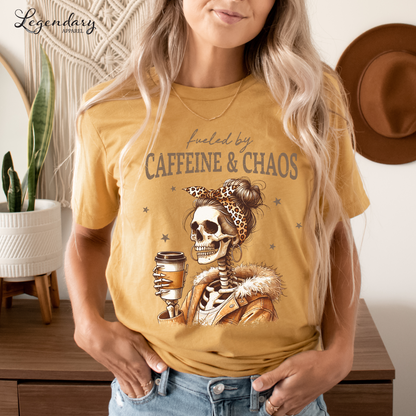 Fueled By Caffeine and Chaos Heavyweight T-shirt