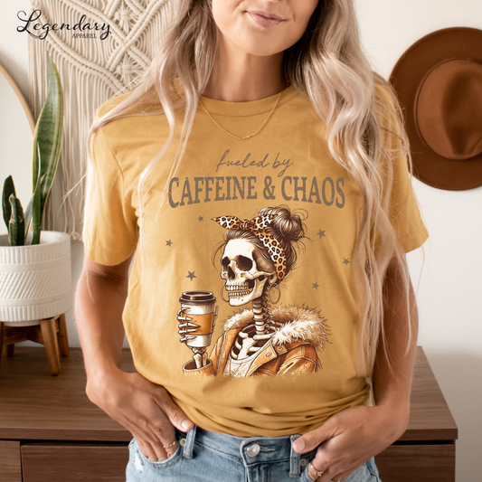 Fueled By Caffeine and Chaos Heavyweight T-shirt