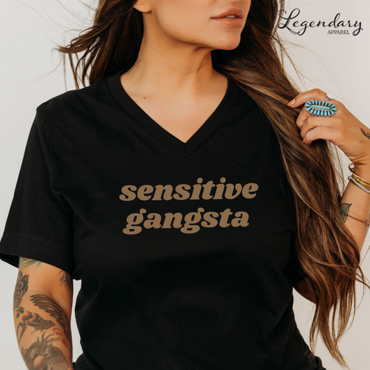 Sensitive Gangsta VNeck Shirt