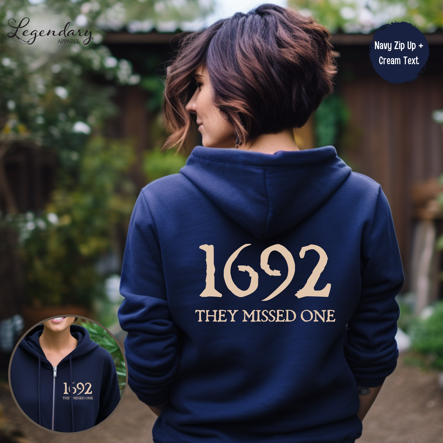 Salem Witch Zip Up Sweatshirt 1692 They Missed One Halloween Gift Sweater Massachusetts Witch Trials Hoodie Spooky Season Halloween Shirt