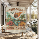 Dinosaur Meteor Blanket- The Vibe Is In Shambles Sherpa Fleece Blanket