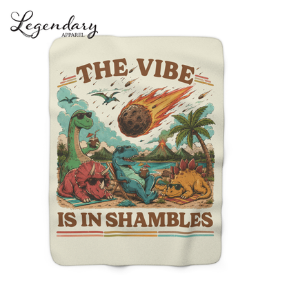 Dinosaur Meteor Blanket- The Vibe Is In Shambles Sherpa Fleece Blanket