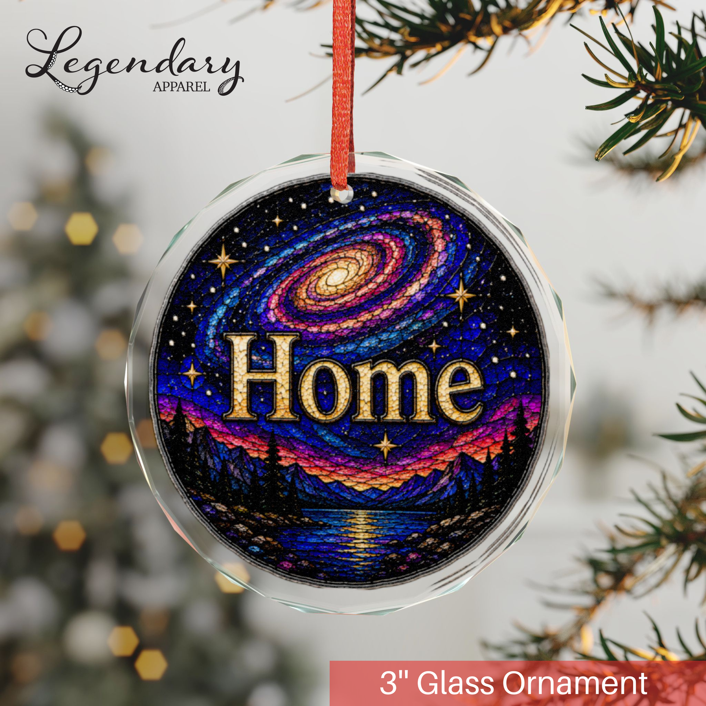 Milky Way Galaxy Glass Ornament - Stained-Glass Style Home Holiday Decoration - Made with REAL GLASS