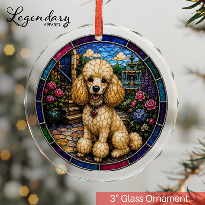 Poodle Glass Ornament - Stained-Glass Style Poodle Holiday Decoration - Made with REAL GLASS