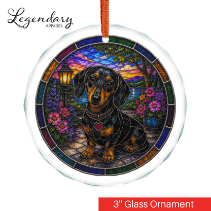 Dachshund Glass Ornament - Stained-Glass Style Dachshund Holiday Decoration - Made with REAL GLASS