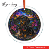 Dachshund Glass Ornament - Stained-Glass Style Dachshund Holiday Decoration - Made with REAL GLASS