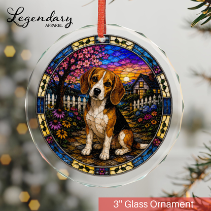 Beagle Glass Ornament - Stained-Glass Style Beagle Holiday Decoration - Made with REAL GLASS