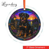 Rottweiler Glass Ornament - Stained-Glass Style Rottweiler Holiday Decoration - Made with REAL GLASS