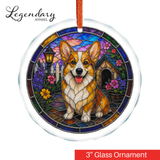 Corgi Glass Ornament - Stained-Glass Style Corgi Holiday Decoration - Made with REAL GLASS