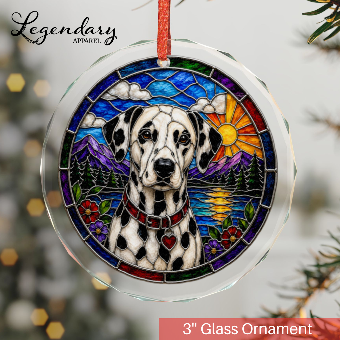 Dalmatian Glass Ornament - Stained-Glass Style Dalmatian Holiday Decoration - Made with REAL GLASS