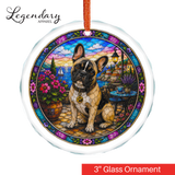 French Bulldog Glass Ornament - Stained-Glass Style French Bulldog Holiday Decoration - Made with REAL GLASS