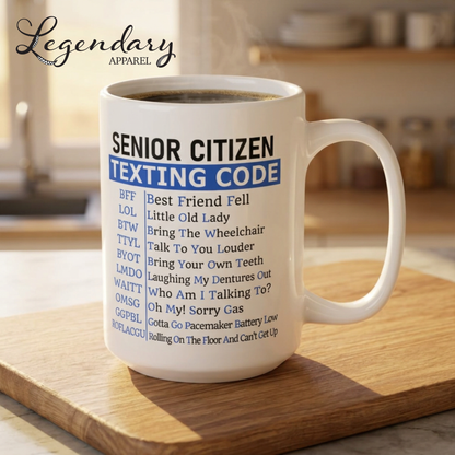 Senior Citizen Texting Code Coffee Mug (11oz or 15oz)