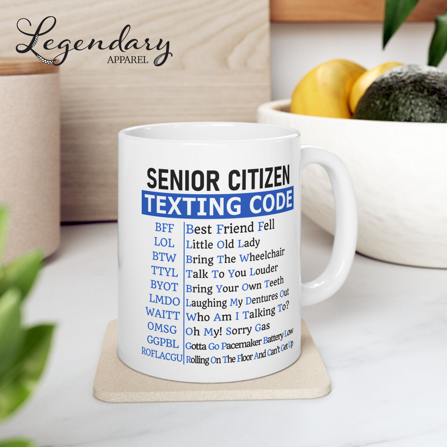 Senior Citizen Texting Code Coffee Mug (11oz or 15oz)